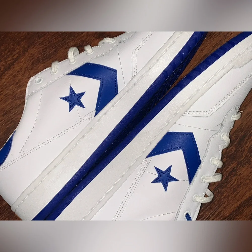 Converse White and Blue Low-Top Sneakers
